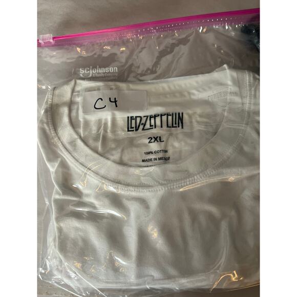 NEW Led Zepplin Zoso Logo Band Letters White T Shirt Men's 2XL Concert Graphic - Picture 5 of 5